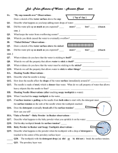 Lab - Polar Nature of Water * Answer Sheet