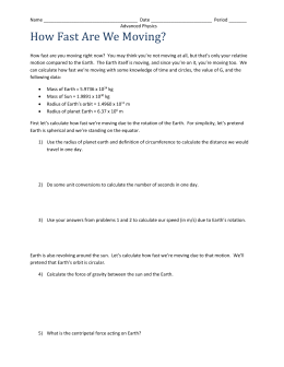 Worksheet 5.1 – Centripetal Force and Centripetal Acceleration I