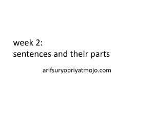 Week 2: sentences and their parts