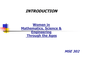 Introduction To Women in Sciences Thru The Ages
