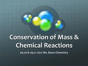 Conservation of Mass & Chemical Reactions