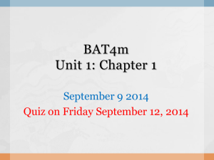 September 10 Chapter 1 BAT4M