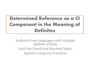 Determined Reference as a CI Component in the Meaning of Definites