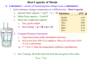 Heat Capacity of Metals PreLab