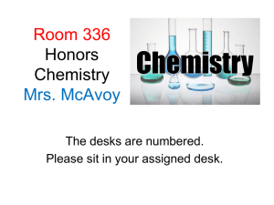 Regents & Honors Chemistry Course Expectations Mrs. McAvoy, Rm