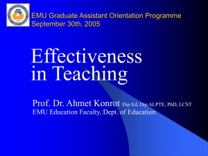 Effectiveness in Teaching - Learning, Teaching and Assessment