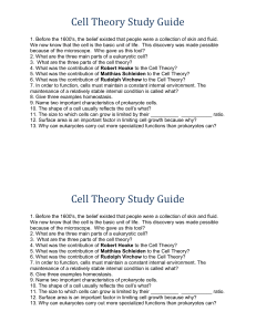 Study Guide Cell Theory