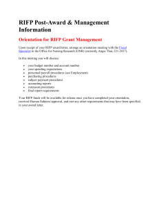 Orientation for RIFP Grant Management
