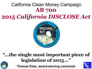 AB 700 Powerpoint Presentation - California Clean Money Campaign