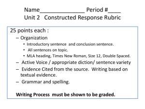 Unit 1 Constructed Response Rubric