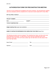 DOT 270 Authorization Form for Preconstruction Meeting