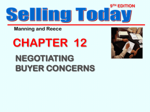 NEGOTIATING BUYER CONCERNS Selling Today