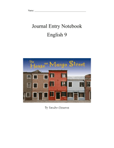 Name: Journal Entry Notebook English 9 By Sandra Cisneros Read