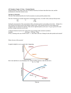 AP Chemistry Chapter 14 Notes – Chemical Kinetics Chemical