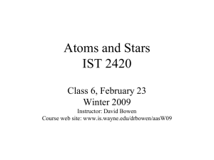 Atoms and Stars IST 3360 and IST 1990