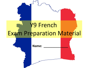 Y9 Exam 2016 revision pack - French