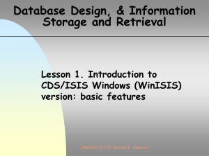 Introduction to CDS/ISIS Windows (WinISIS) version: basic features