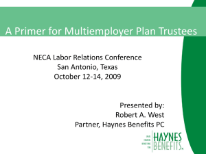Primer for Multiemployer Plan Trustees