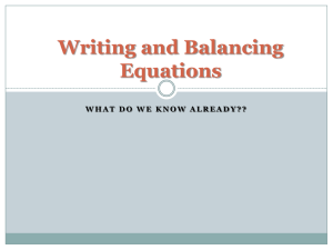 Writing a Balancing Equations
