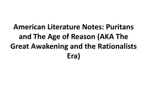 American Literature Notes: Puritans and The Age