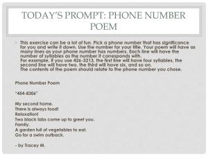 Today*s Prompt: Phone Number Poem