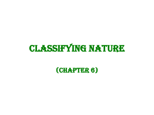 Classifying Nature