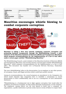 Mauritius encourages whistle blowing to combat corporate corruption