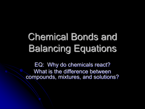 Chemical Bonds and Balancing Equations