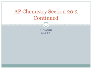 AP Chemistry Section 20.3 Continued