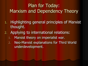 Topics for Today: Marxism and Dependency Theory