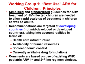 Working Group 1: “Best Use” ARV for Children: Principles