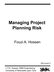 Managing Project Planning Risk - Newcastle University Staff