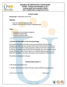 Testing and Evaluation in ELT Activity guide and evaluation