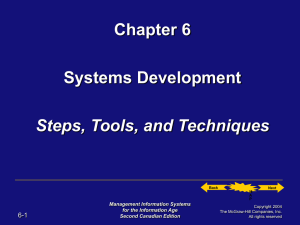 Systems Development - Steps, Tools, and Techniques
