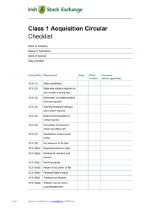Class 1 Acquisition Circular Checklist