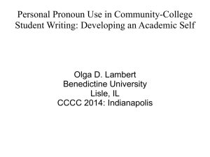 Olga Lambert, "Personal Pronoun Use in Community