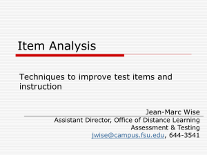 Item Analysis - Office of Distance Learning