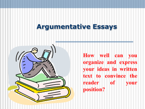 WHAT IS AN ARGUMENTATIVE ESSAY?