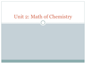 Unit 2: Math of Chemistry