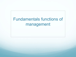Fundamentals functions of management