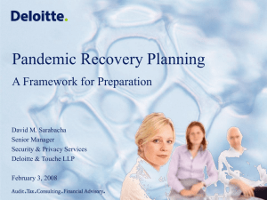 Pandemic Recovery Planning - A Framework for Preparation