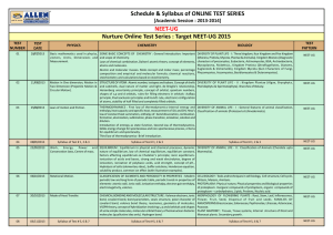 Schedule &amp; Syllabus of ONLINE TEST SERIES NEET-UG [Academic Session : 2013-2014]