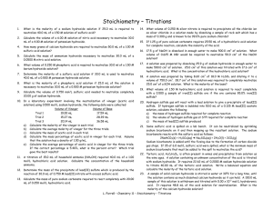 Stoichiometry – Titrations