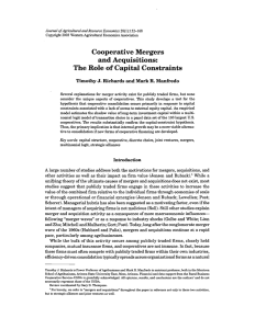 Cooperative Mergers and Acquisitions: The Role of Capital Constraints Timothy