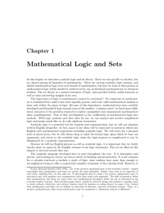 Mathematical Logic and Sets Chapter 1