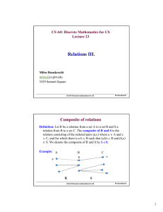 Relations III. Composite of relations CS 441 Discrete Mathematics for CS Lecture 23