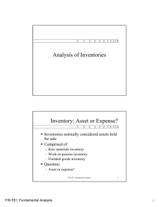 Analysis of Inventories Inventory: Asset or Expense? for sale