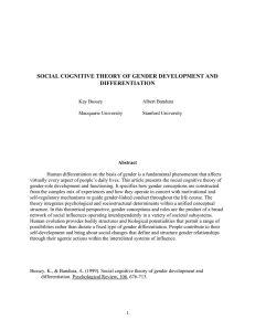 SOCIAL COGNITIVE THEORY OF GENDER DEVELOPMENT AND DIFFERENTIATION