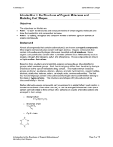 Introduction to the Structures of Organic Molecules and Modeling their Shapes  Objectives