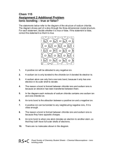 Chem 115 Assignment 2 Additional Problem Ionic bonding – true or false?